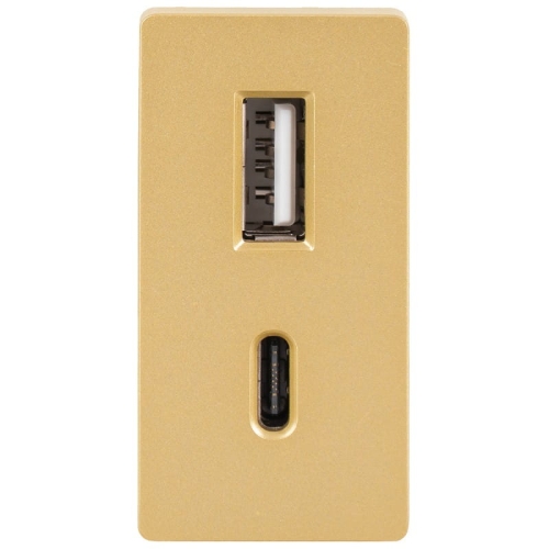 Modul Rýchla Dvojitá Nabíjačka USB Typ A+C 20 WAT Zlatá Do Rámikov