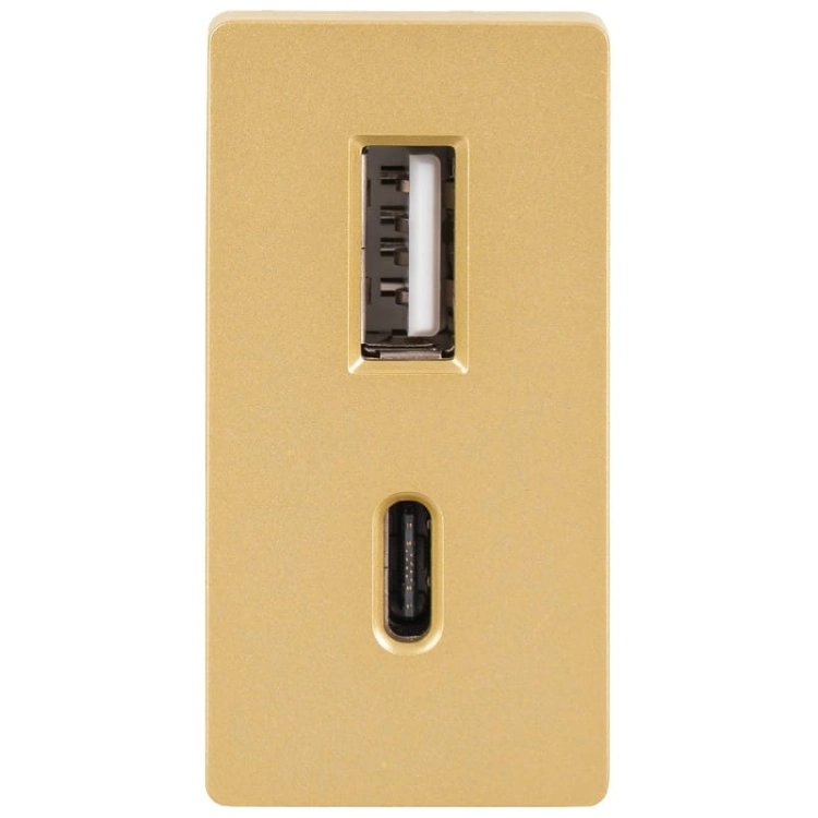 Modul Rýchla Dvojitá Nabíjačka USB Typ A+C 20 WAT Zlatá Do Rámikov