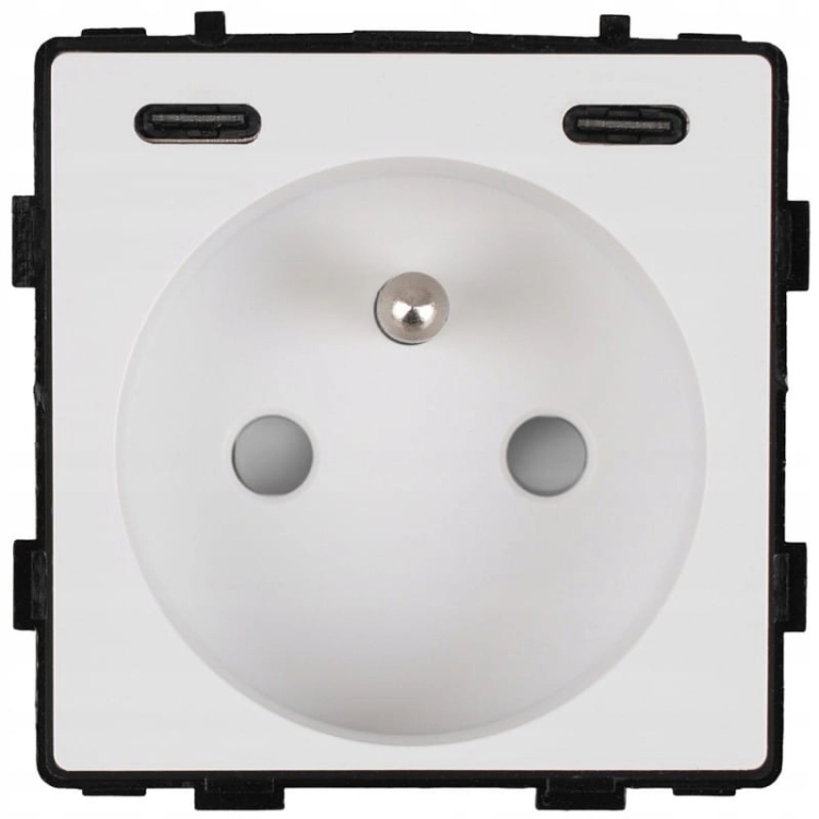 Modul Zásuvka S Kolíkom Biela + Nabíjačka USB C+C 20W Do Rámikov