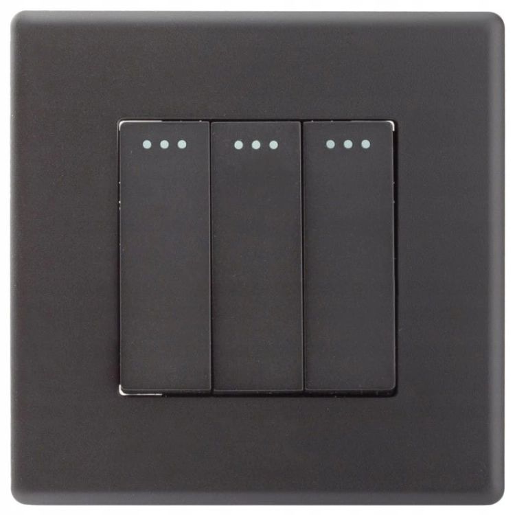 Spínač Vypínač Trojitý Schodiskový Čierny Súprava S Plastovým Rámikom